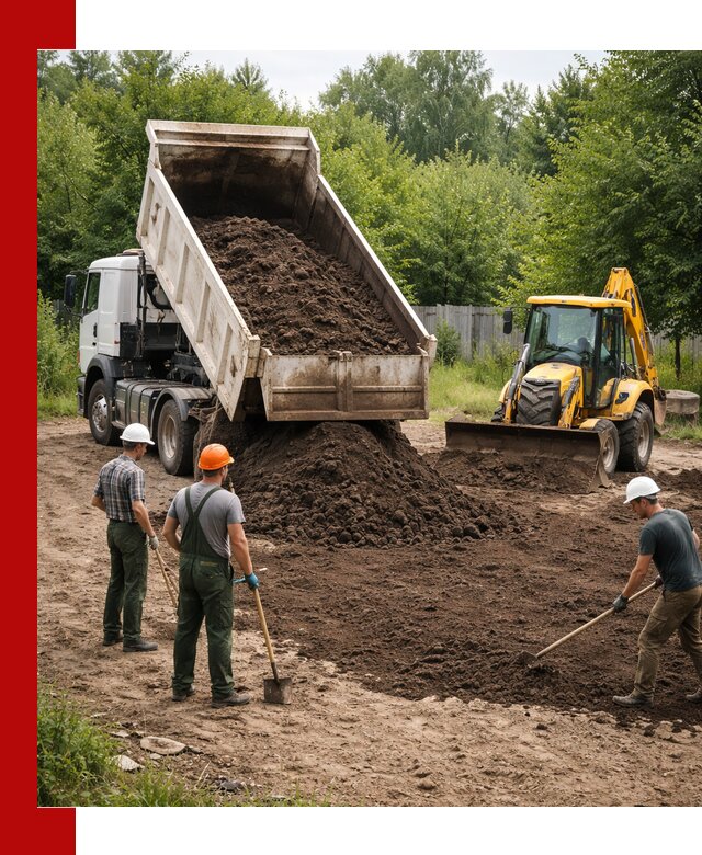 Доставка и укладка грунта для выравнивания участка в Тейково