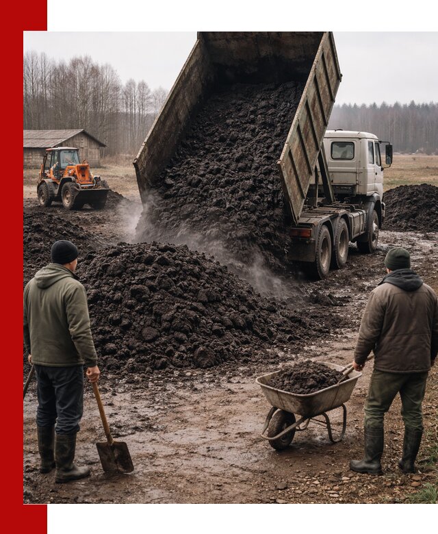 Доставка низинного торфа с разгрузкой и доставкой в Тейково