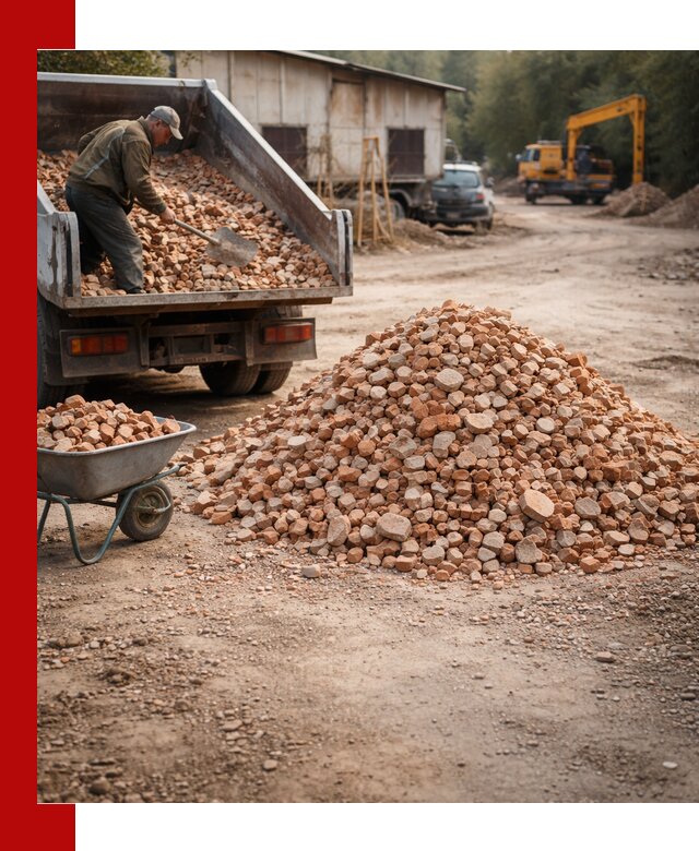 Доставка и подушка из боя кирпича с разгрузкой в Тейково