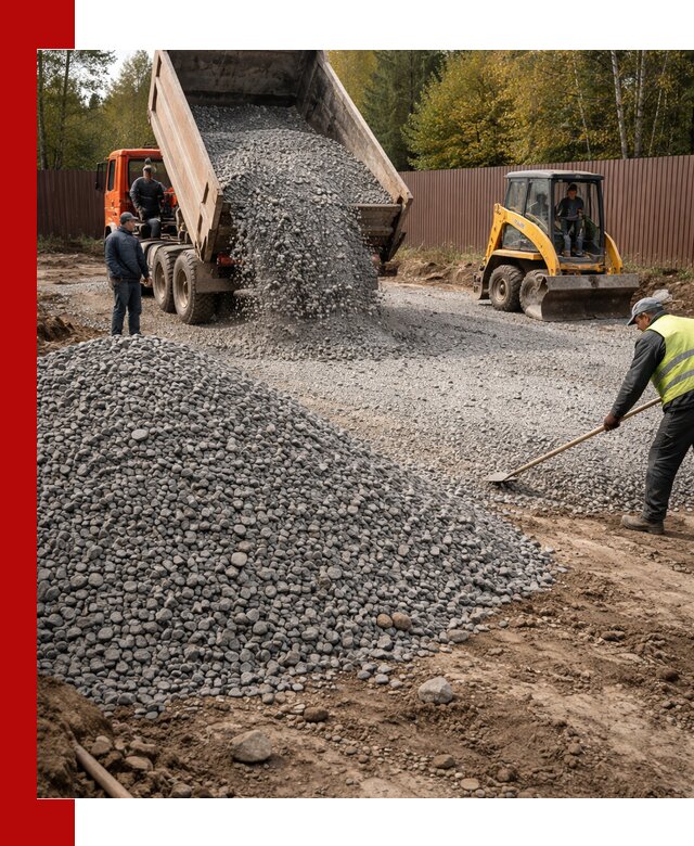 Отсыпка участка щебнем с доставкой и уплотнением в Тейково